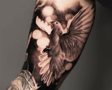 black dove tattoo designs|realistic dove tattoo.